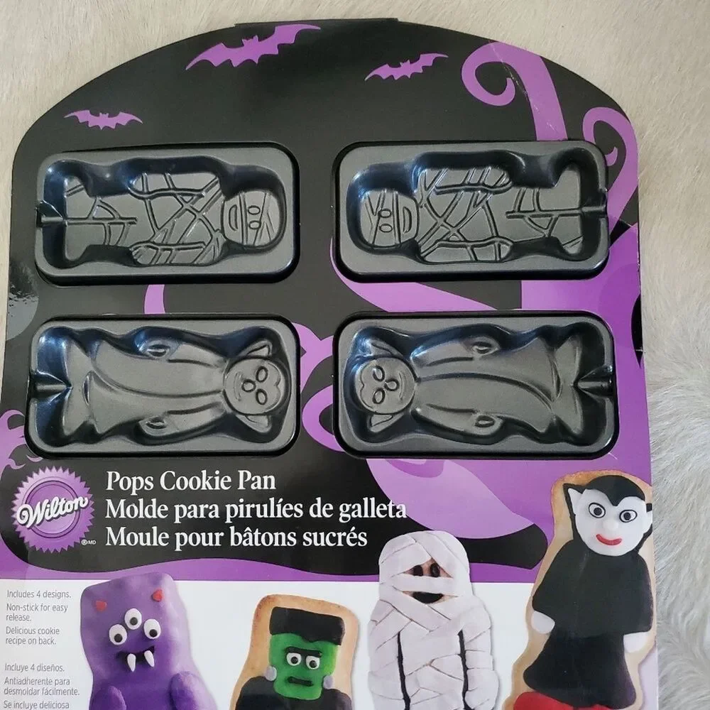 NEW Wilton Halloween Cookie Pan 8 Cavity Nonstick Aluminum Monster Bakeware